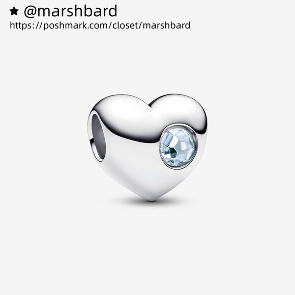 Pandora Engravable Sea Aqua Blue Stone Heart Charm - Picture 1 of 4